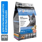 Сухой корм для кошек Probalance Hair&Beauty, красота шерсти и кожи, 400г